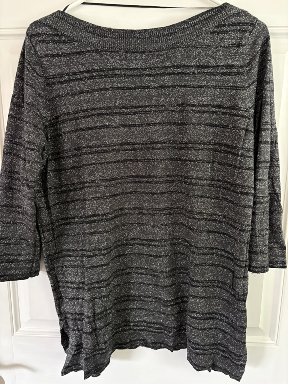 Worthington Metallic Black & Silver Knit Top